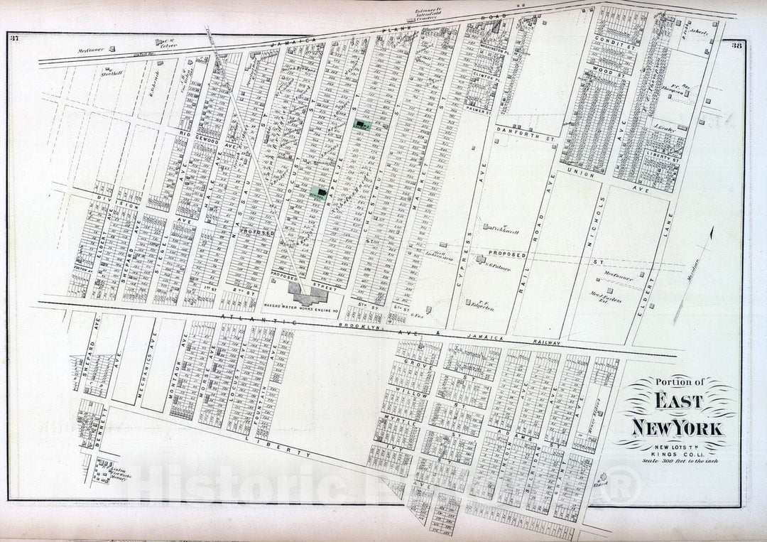 Historic Map : 1873 Portion of East New York. Long Island. v3 - Vintage Wall Art