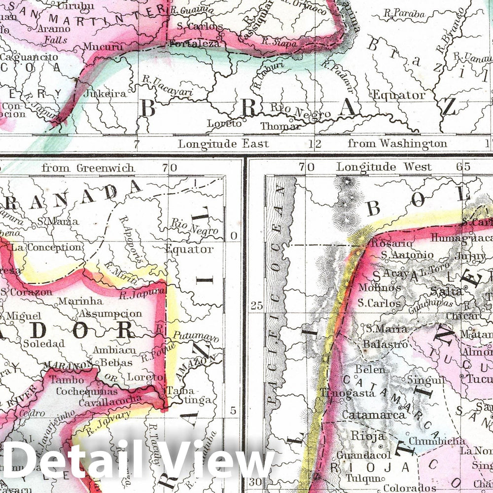 Historic Map : 1865 Map of New Granada, Venezuela, and Guiana - Vintage Wall Art