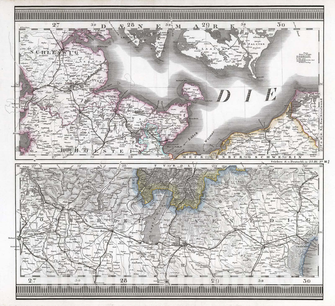 Historic Map : Germany, 1867 No. III. Deutschland, Niederlande, Belgien, Schweiz. (Germany, Netherlands, Belgium, Switzerland). , Vintage Wall Art