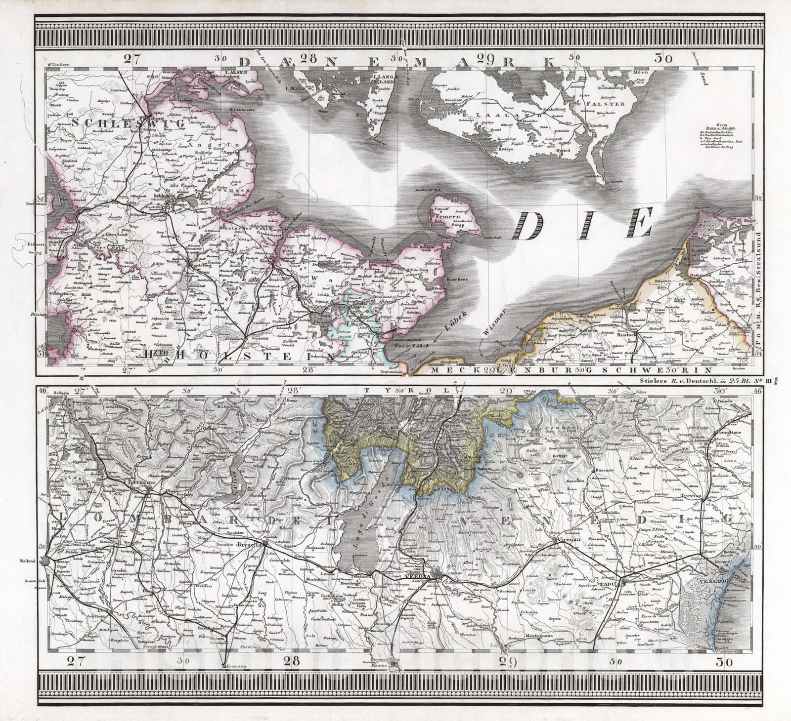 Historic Map : Germany, 1867 No. III. Deutschland, Niederlande, Belgien, Schweiz. (Germany, Netherlands, Belgium, Switzerland). , Vintage Wall Art