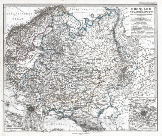 Historic Map : Sweden; Norway; Denmark; Russian Federation, Scandinavia 1867 Russland und Skandinavien. (Russia and Scandinavia). , Vintage Wall Art