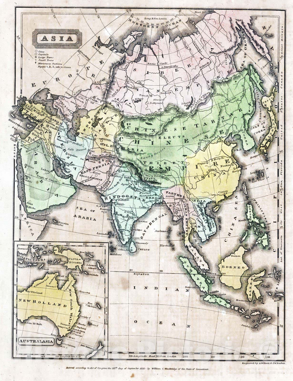 Historic Map : School Atlas - 1824 Asia - Vintage Wall Art