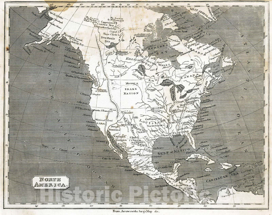 Historic Map : 1816 North America - Vintage Wall Art