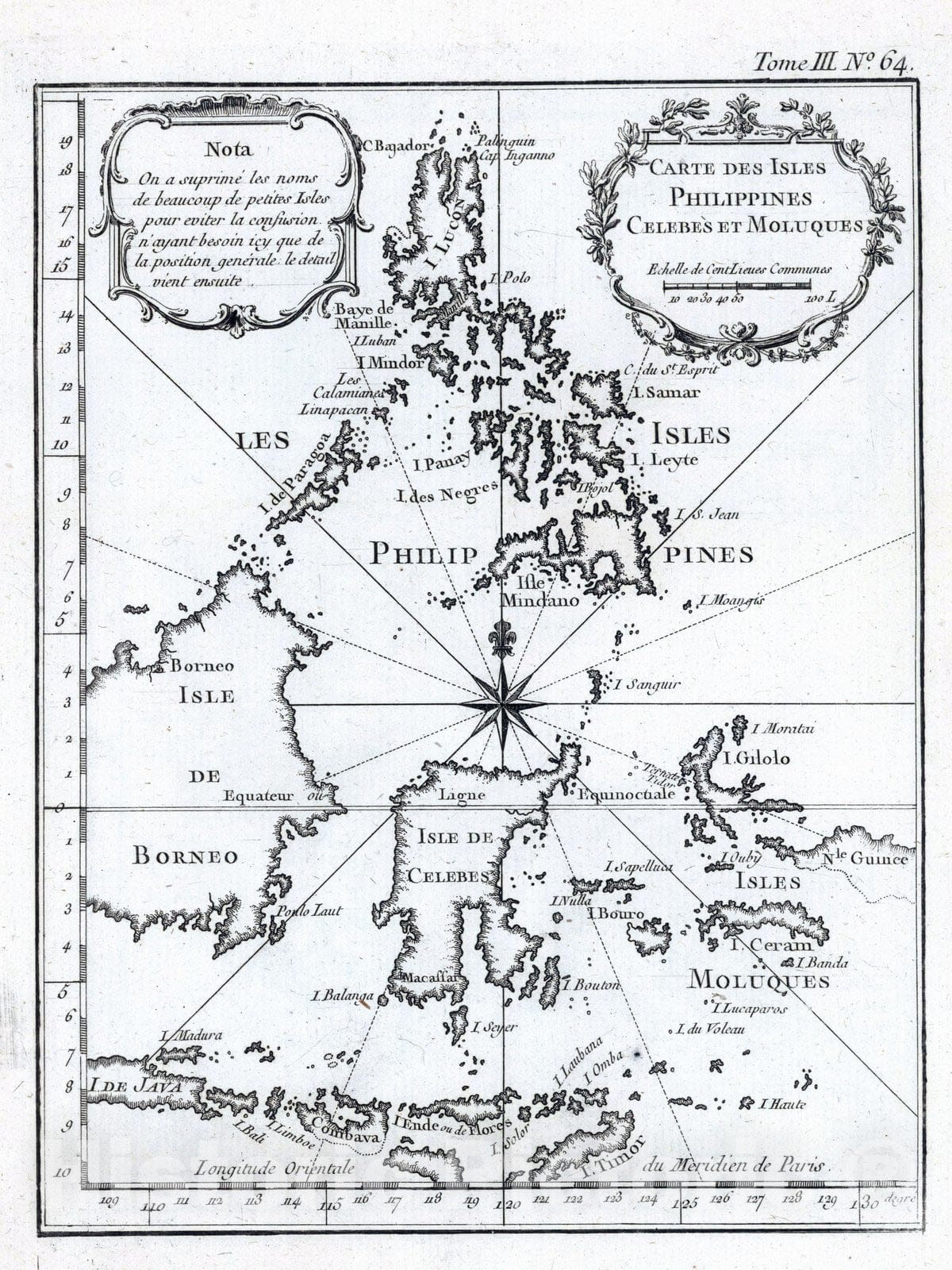 Historic Map : Borneo; Philippines, , Asia 1764 Carte Des Isles Philippines Celebes et Moluques , Vintage Wall Art