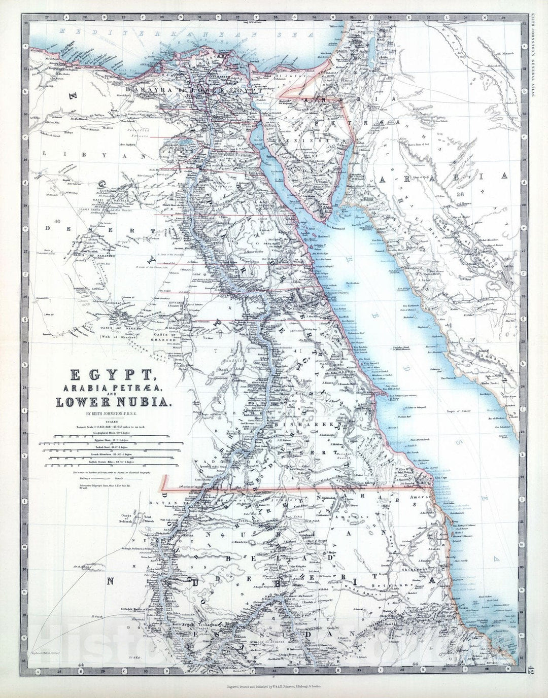 Historic Map : 1893 Egypt, Arabia Petraea, and Lower Nubia. - Vintage Wall Art