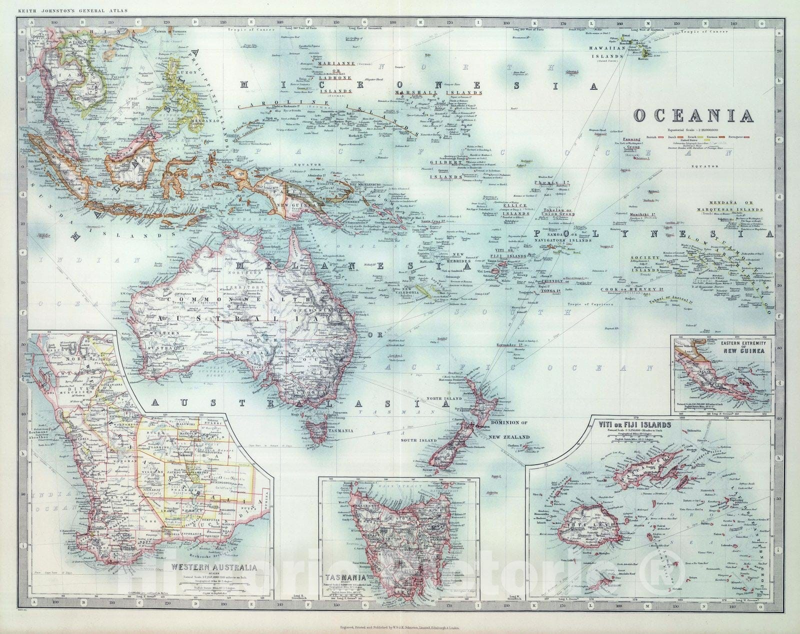 Historic Map : 1912 Oceania. - Vintage Wall Art