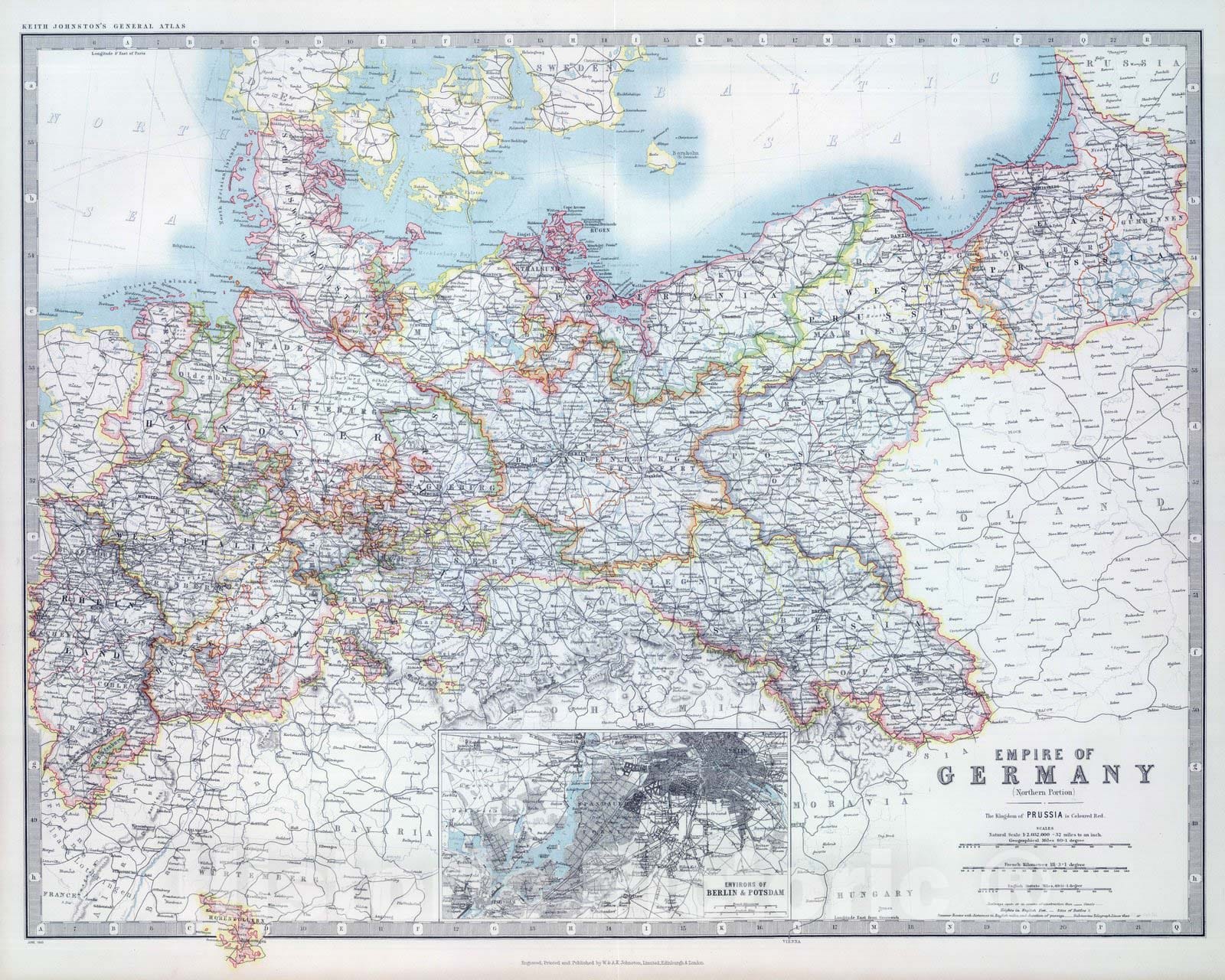 Historic Map : 1910 Empire of Germany (northern portion). - Vintage Wall Art