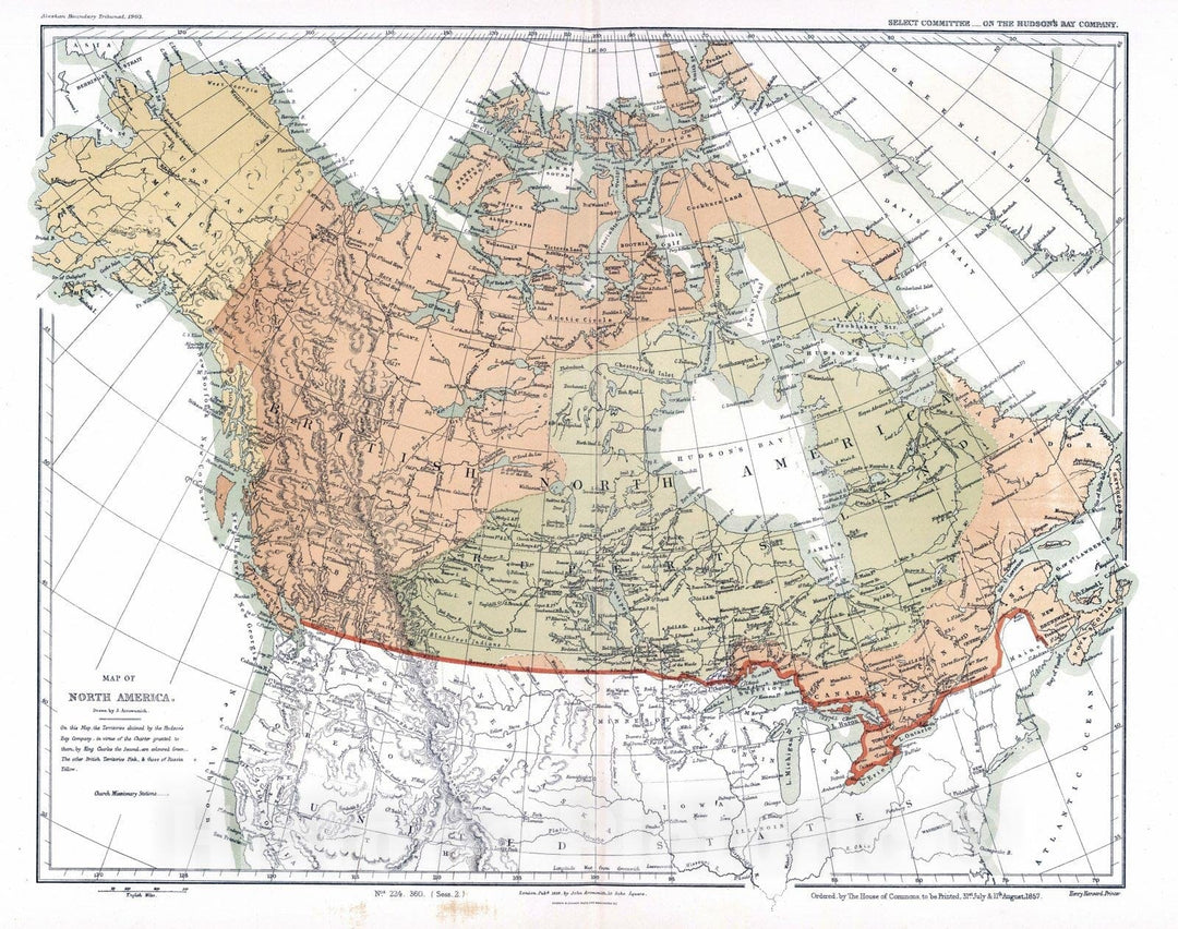 Historic Map : 1857 Arrowsmith's North America. - Vintage Wall Art