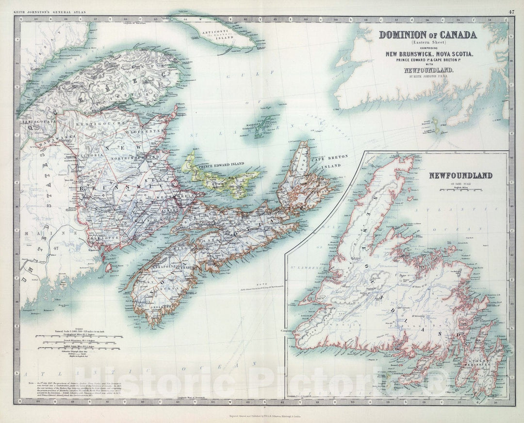 Historic Map : 1893 Eastern Canada. - Vintage Wall Art