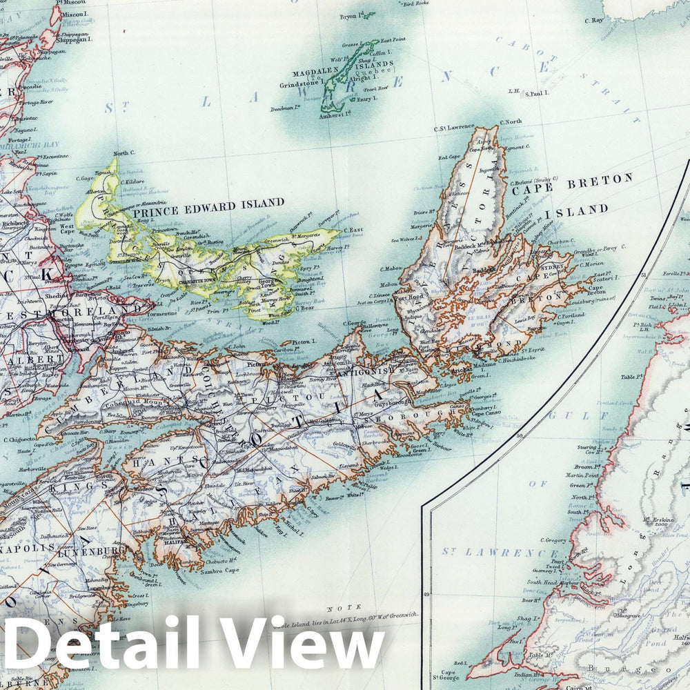 Historic Map : 1893 Eastern Canada. - Vintage Wall Art