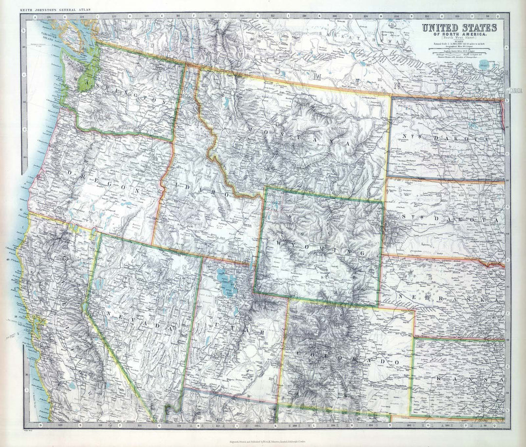 Historic Map : 1912 United States of North America (North West Sheet). - Vintage Wall Art