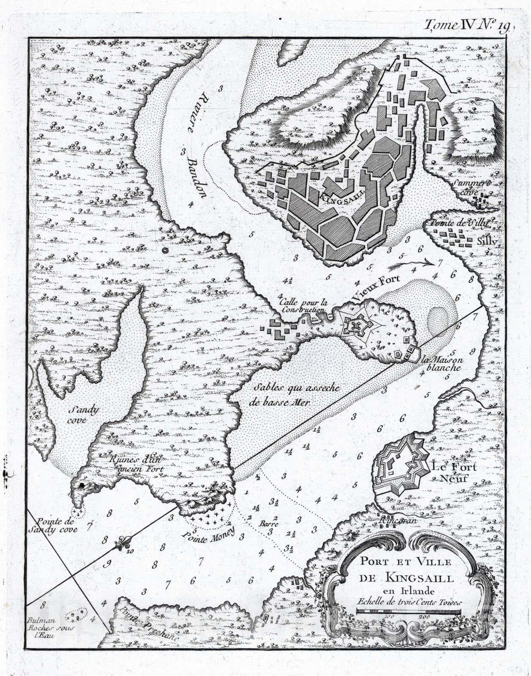 Historic Map : Ireland, 1764 Port et Ville de Kingsaill en Irlande , Vintage Wall Art