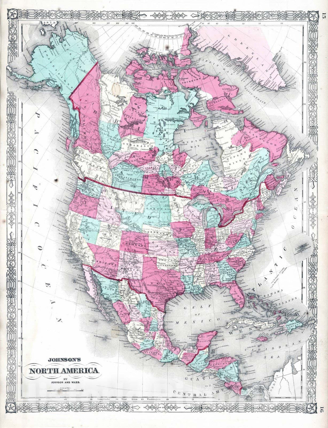 Historic Map : 1865 North America. v3 - Vintage Wall Art