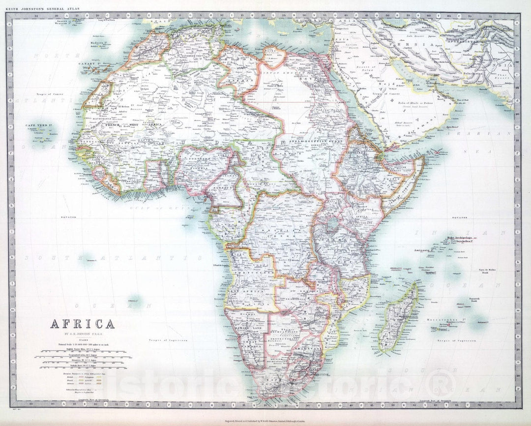 Historic Map : 1911 Africa. - Vintage Wall Art