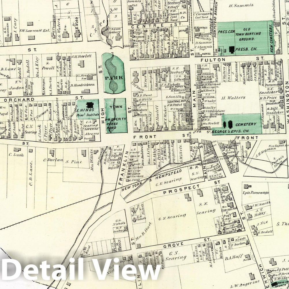 Historic Map : 1873 Hempstead. Long Island. v2 - Vintage Wall Art