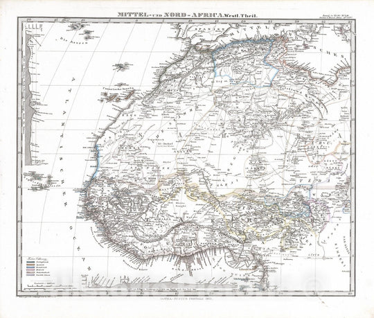 Historic Map : Central Africa 1863 Mittel - und Nord-Afrika. (West and Central Africa). , Vintage Wall Art