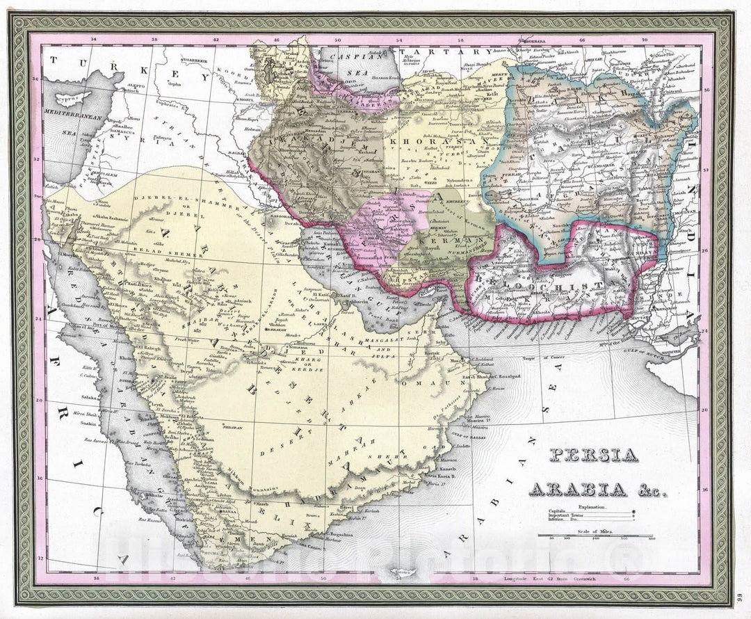 Historic Map : 1849 Persia, Arabia &c. - Vintage Wall Art