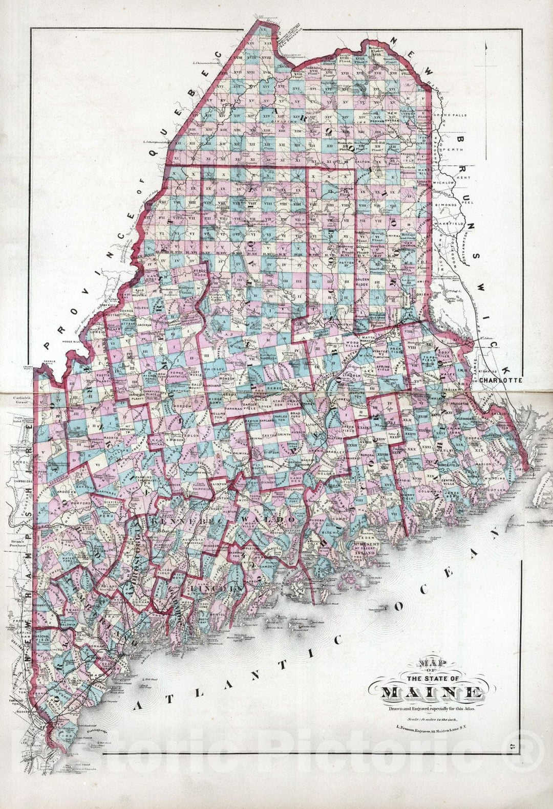 Historic Map : 1873 State of Maine. - Vintage Wall Art