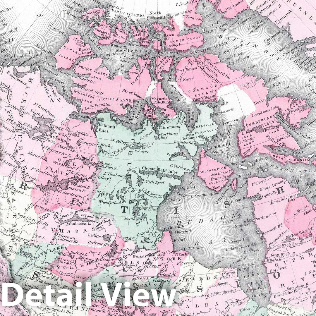 Historic Map : 1865 Northern America, British, Russian and Danish Possessions in North America. - Vintage Wall Art