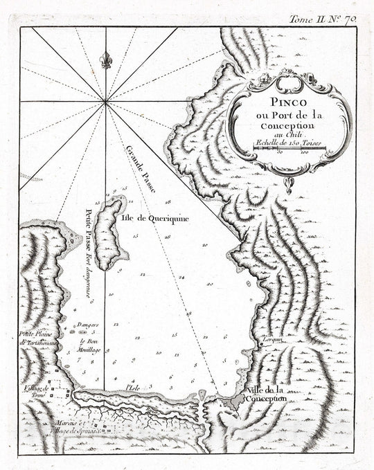 Historic Map : Chile , Concepcion (Chile), 1764 Pinco ou port de la Conception au Chili. , Vintage Wall Art