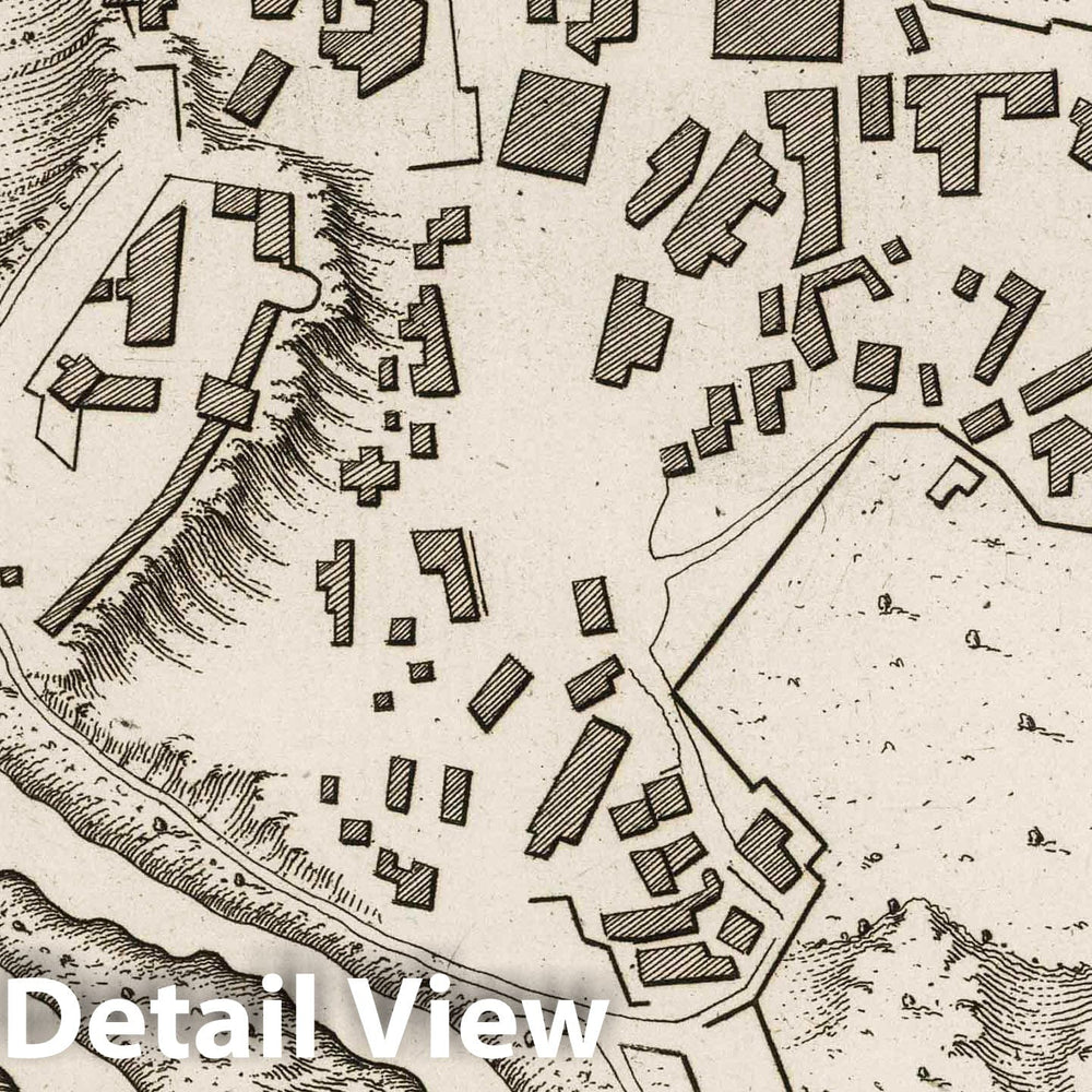 Historic Map : France, Corsica, Europe 1764 Plan de la Ville de Corte dans l'Isle de Corse , Vintage Wall Art