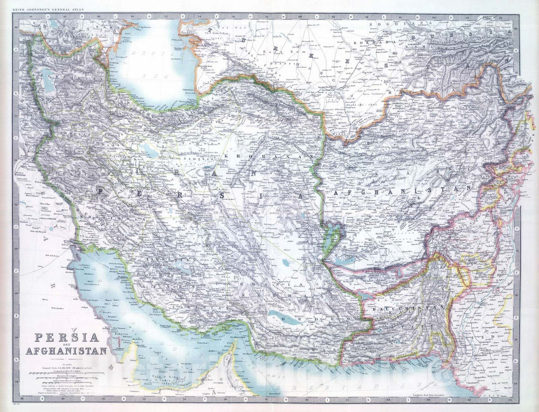 Historic Map : 1912 Persia and Afghanistan. - Vintage Wall Art