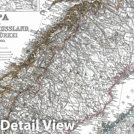 Historic Map : Sweden; Norway; Finland, 1866 Ost-Europa in 6 Blattern, Enthaltend. Norwegen, Schweden, Russland, Kaukasten, und die Turkei. , Vintage Wall Art