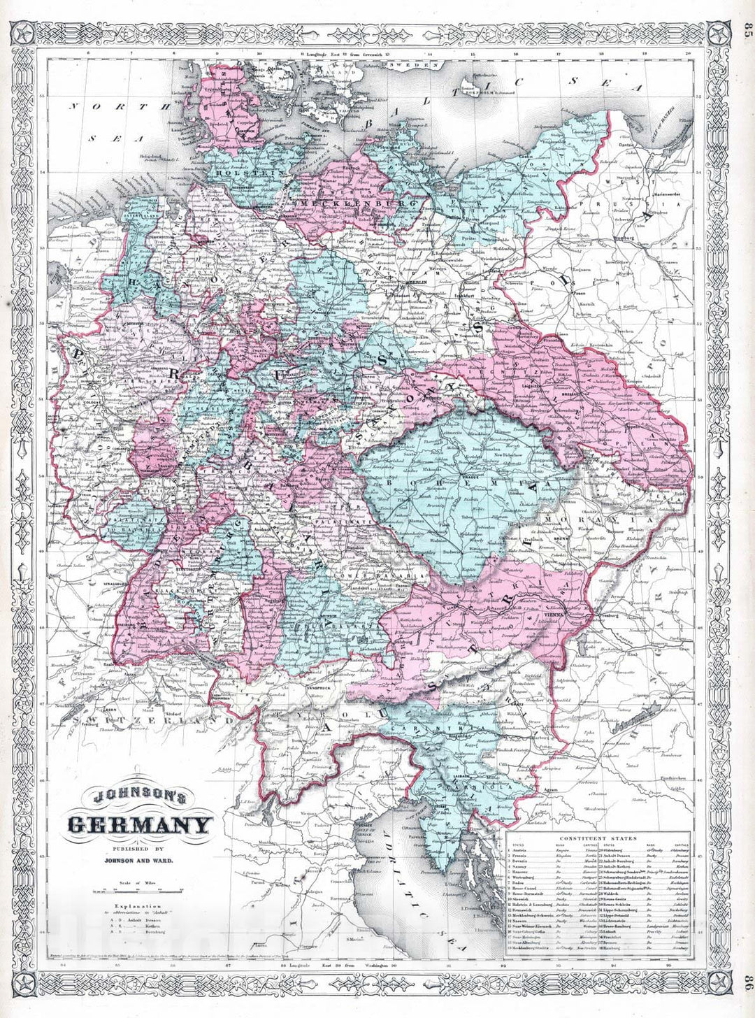 Historic Map : 1865 Germany. v4 - Vintage Wall Art