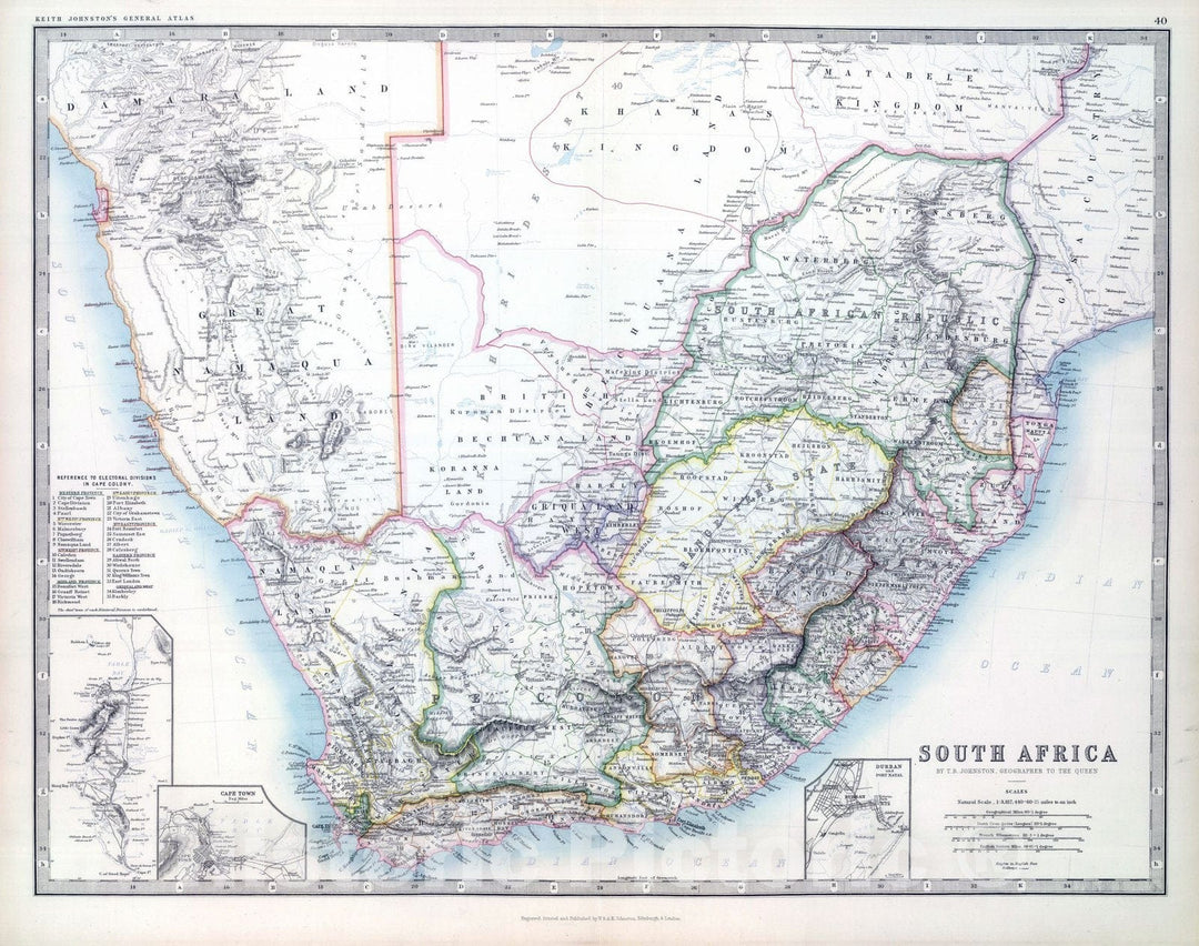 Historic Map : 1893 South Africa. - Vintage Wall Art