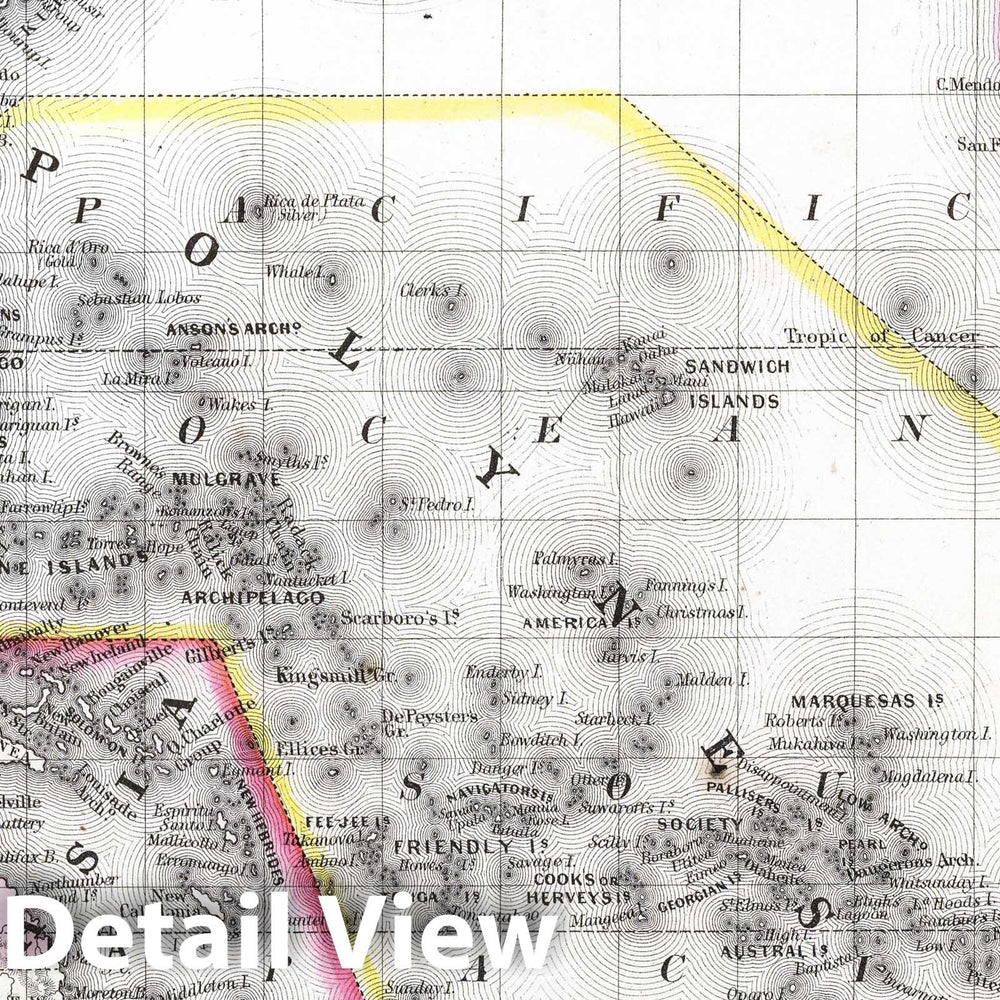 Historic Map : 1865 Map of Oceanica, exhibiting its Various Divisions, Island Groups &c. - Vintage Wall Art