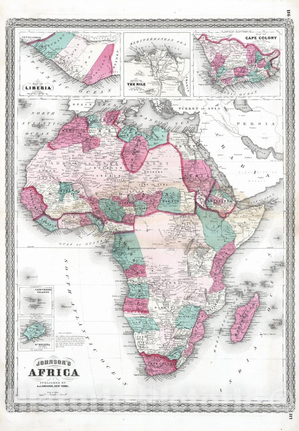 Historic Map - World Atlas - 1870 Africa. - Vintage Wall Art