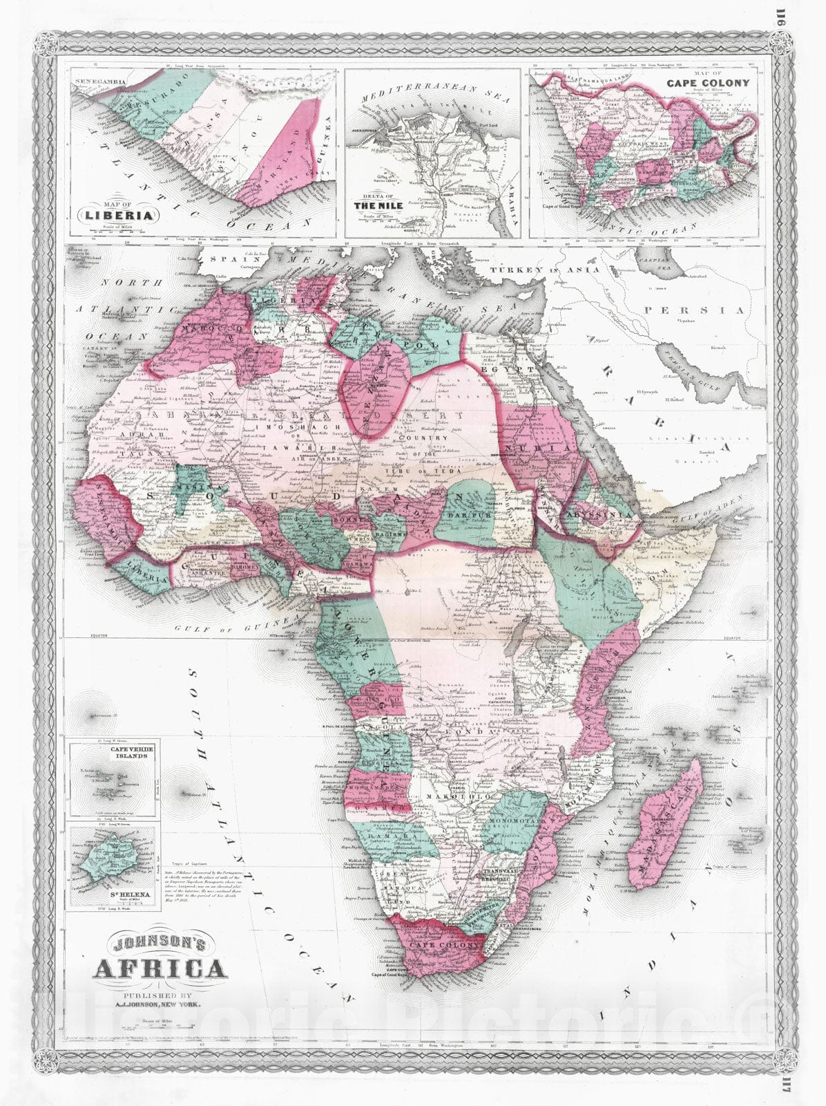 Historic Map - World Atlas - 1870 Africa. - Vintage Wall Art