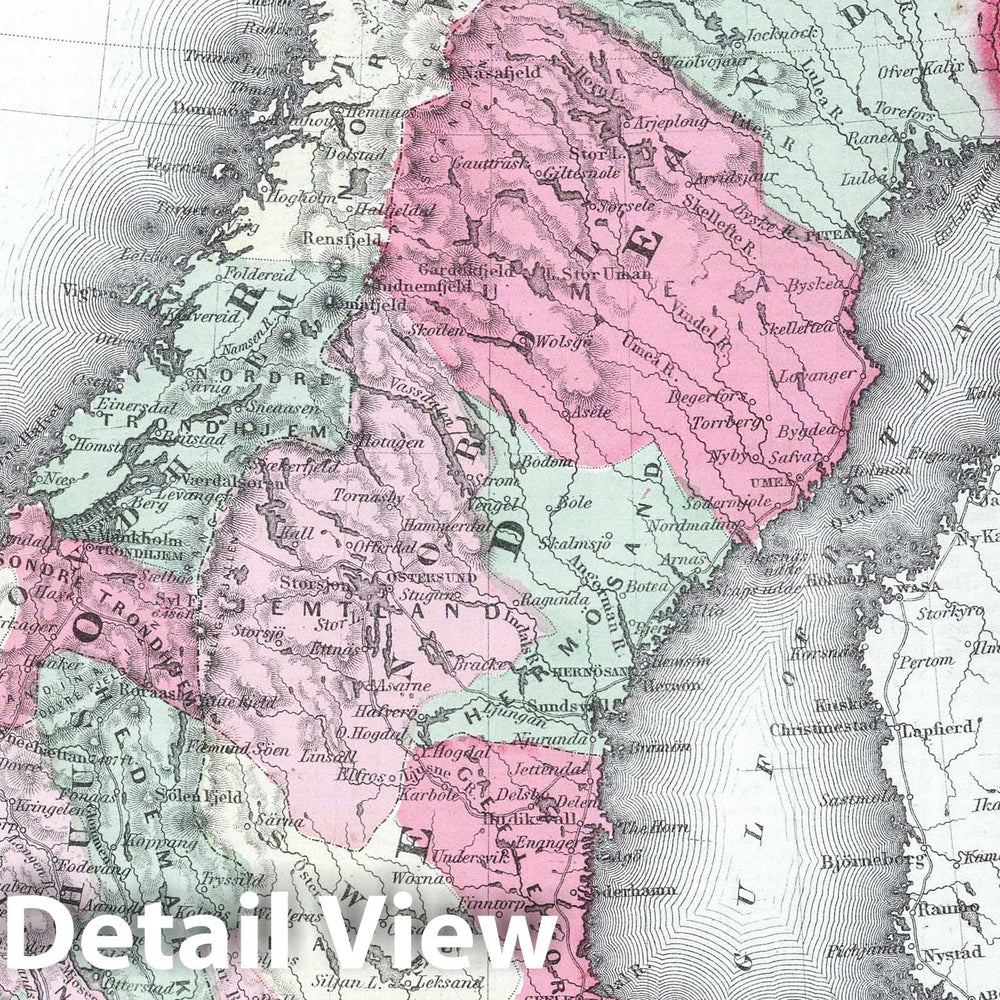 Historic Map : 1865 Sweden and Norway : Vintage Wall Art