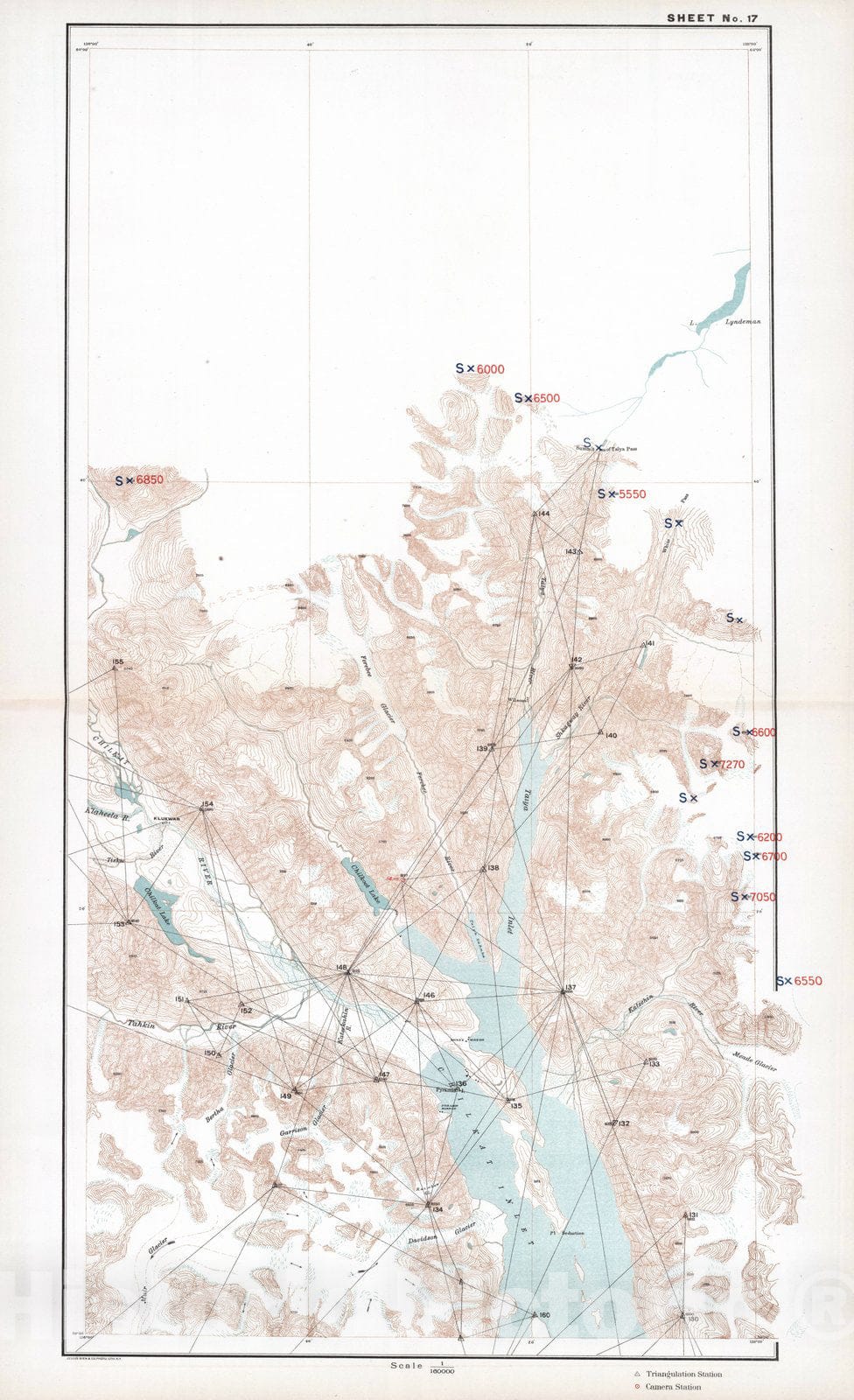 Historic Map : Atlas - 1904 Sheet No. 17. (Chilkat Inlet, Taiya Inlet, Taiya Pass, Chilkat River, Davidson Glacier, Meade Glacier). - Vintage Wall Art