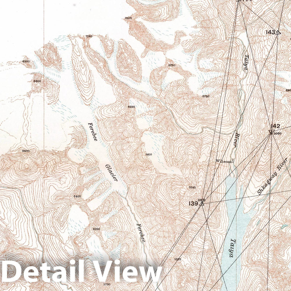 Historic Map : Atlas - 1904 Sheet No. 17. (Chilkat Inlet, Taiya Inlet, Taiya Pass, Chilkat River, Davidson Glacier, Meade Glacier). - Vintage Wall Art