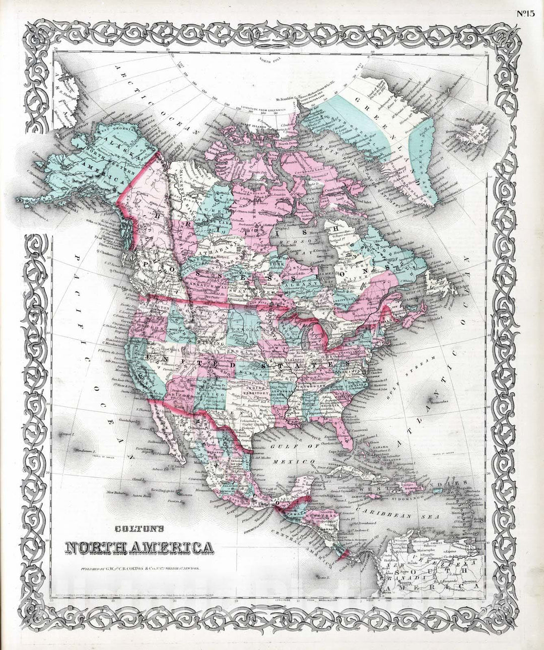 Historic Map : 1869 North America. - Vintage Wall Art