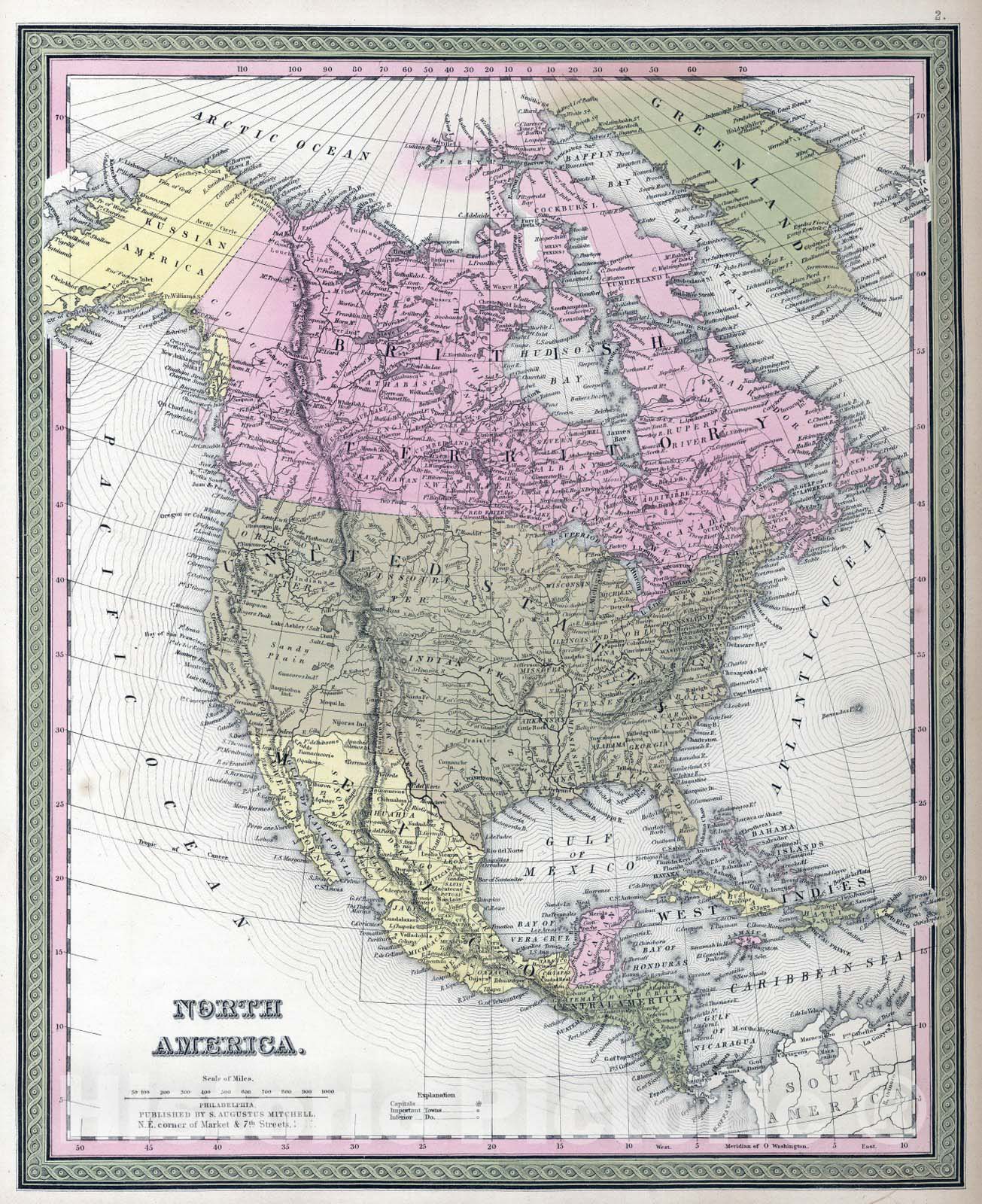 Historic Map : 1849 North America - Vintage Wall Art