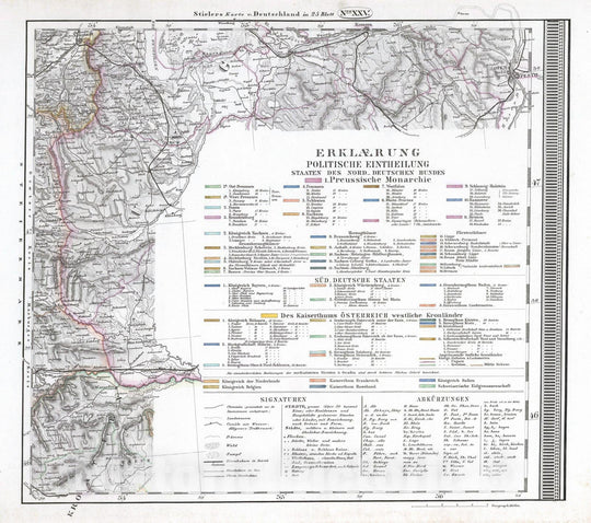 Historic Map : Germany, 1867 No. XXV. Deutschland, Niederlande, Belgien, Schweiz. (Germany, Netherlands, Belgium, Switzerland). , Vintage Wall Art