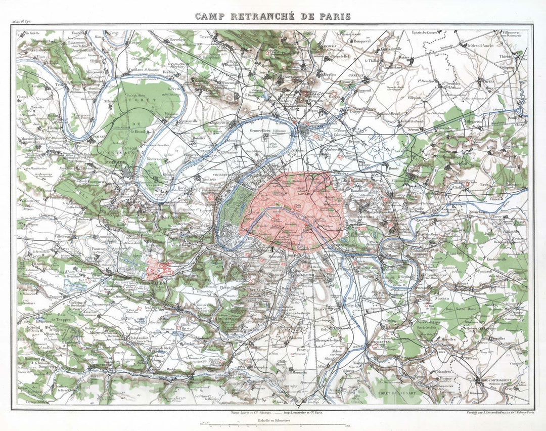 Historic Map : France , Paris France, 1882 Camp Retranche de Paris. , Vintage Wall Art