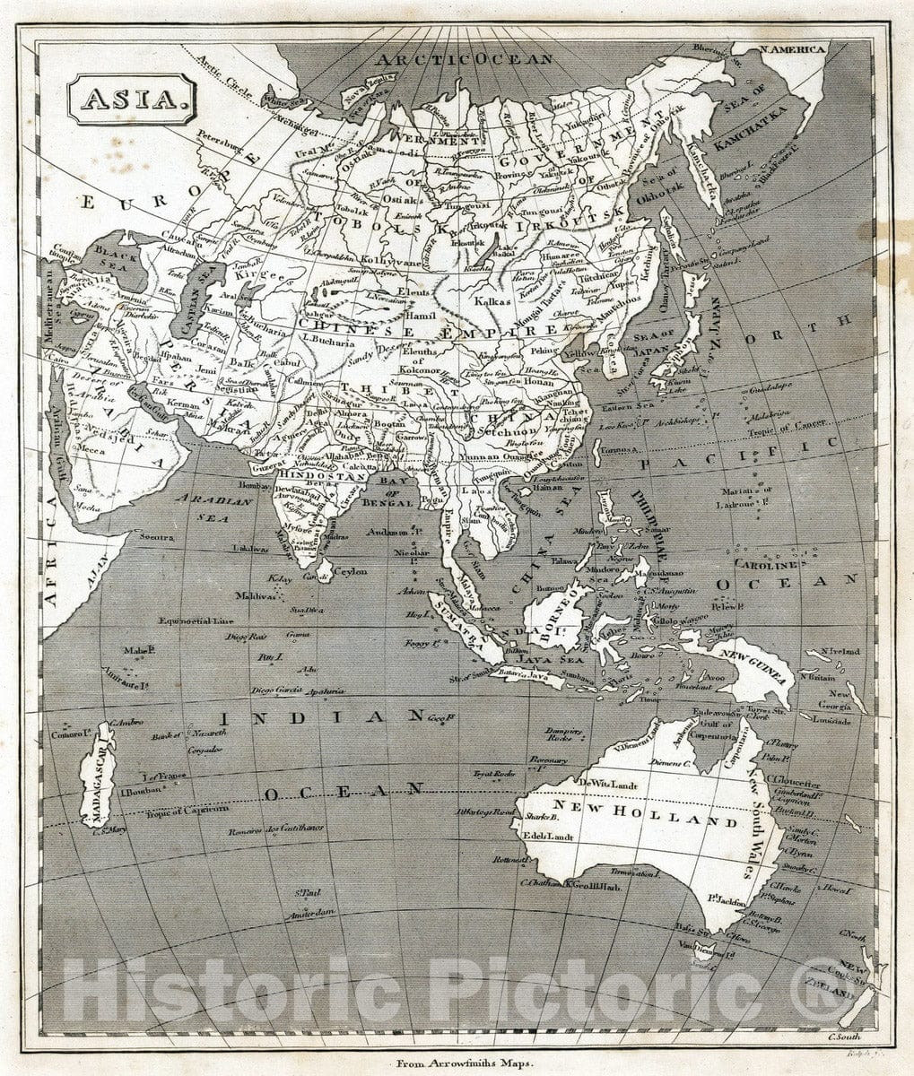 Historic Map : 1816 Asia - Vintage Wall Art