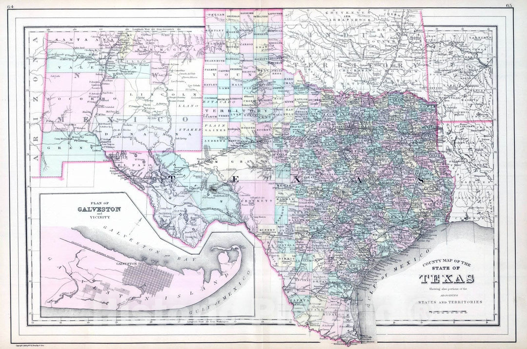 Historic Map : 1886 Texas. v2 - Vintage Wall Art