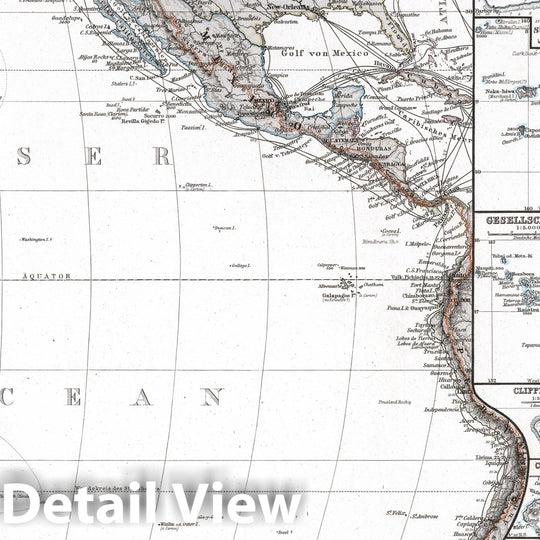 Historic Map : Polynesia, Pacific 1872 Polynesien und Der Grosse Ocean. (EasternPolynesia and Pacific). , Vintage Wall Art