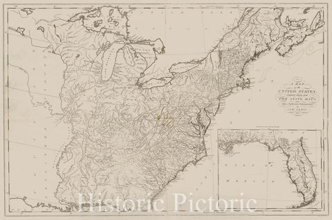 Historic Map : 1796 Map of The United States. - Vintage Wall Art