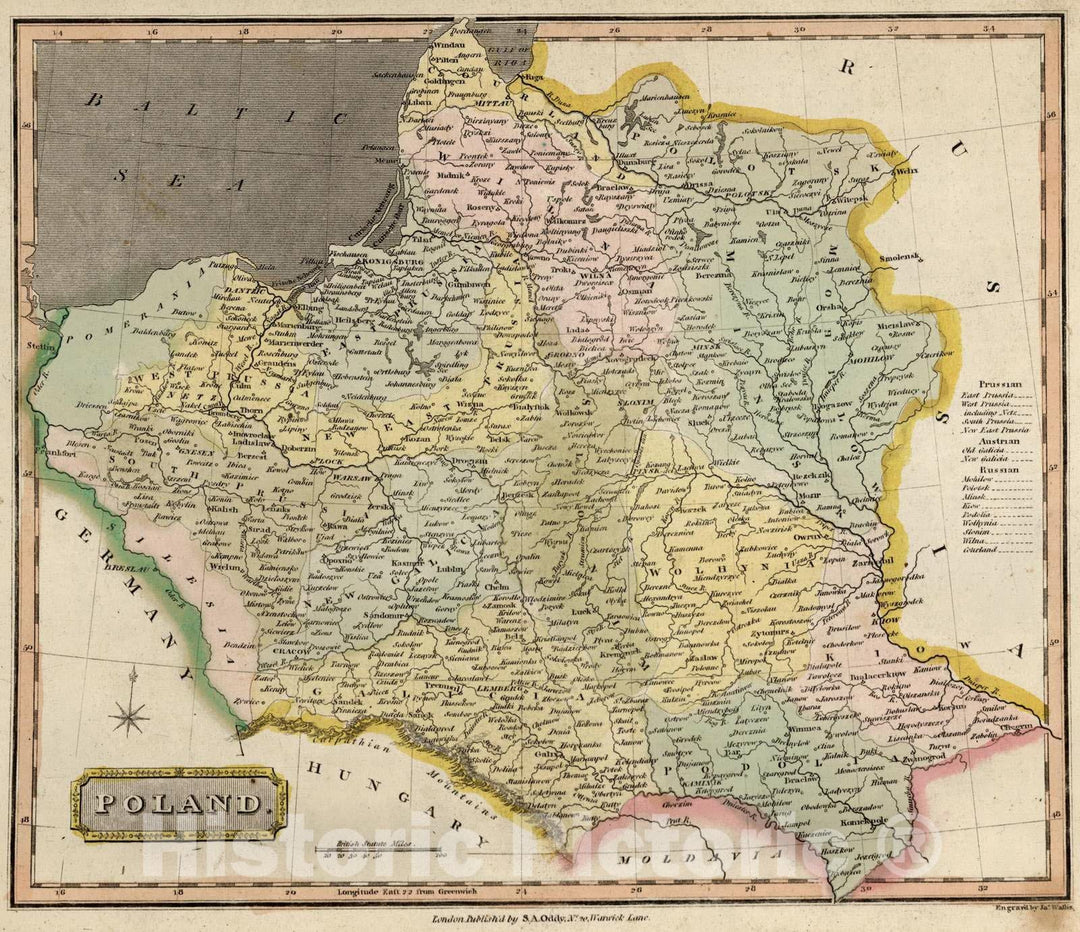 Historic Map : 1811 Poland. - Vintage Wall Art