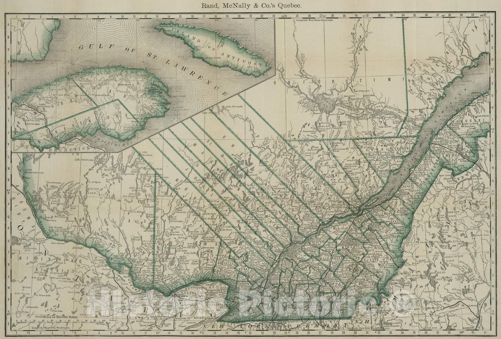 Historic Wall Map : 1878 Indexed Map of The Province of Quebec - Vintage Wall Art