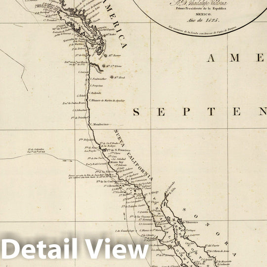 Historic Map : China; Japan; Philippines, Pacific Ocean, North America 1825 Carta General Para Las Navegaciones a la India Oriental Por El Mar Del Sur Y v1 , Vintage Wall Art