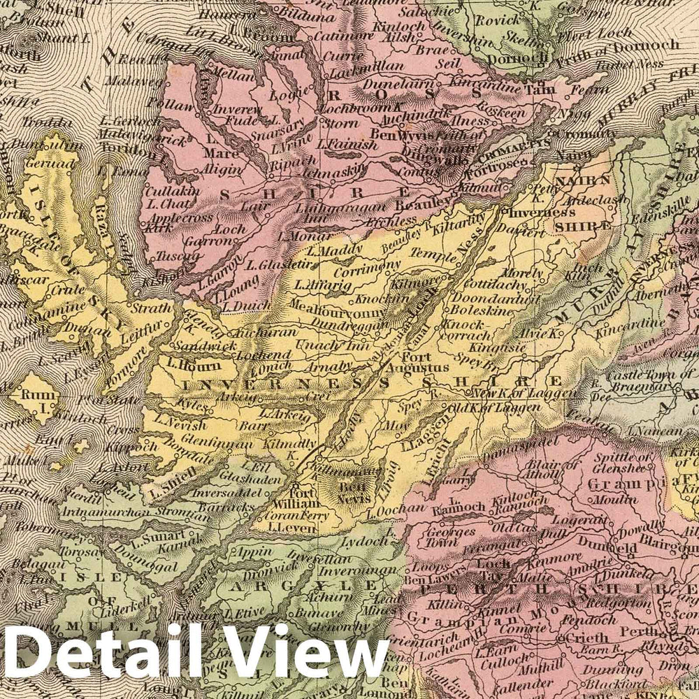 Historic Map : 1853 Scotland - Vintage Wall Art