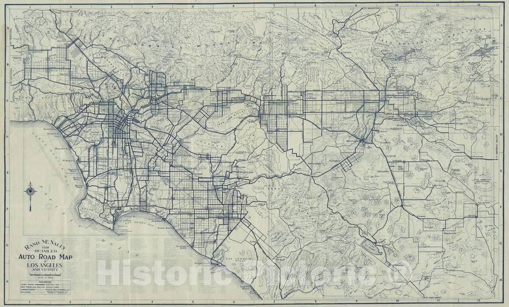 Historic Map : 1926 Auto Road Map of Los Angeles and Vicinity - Vintage Wall Art