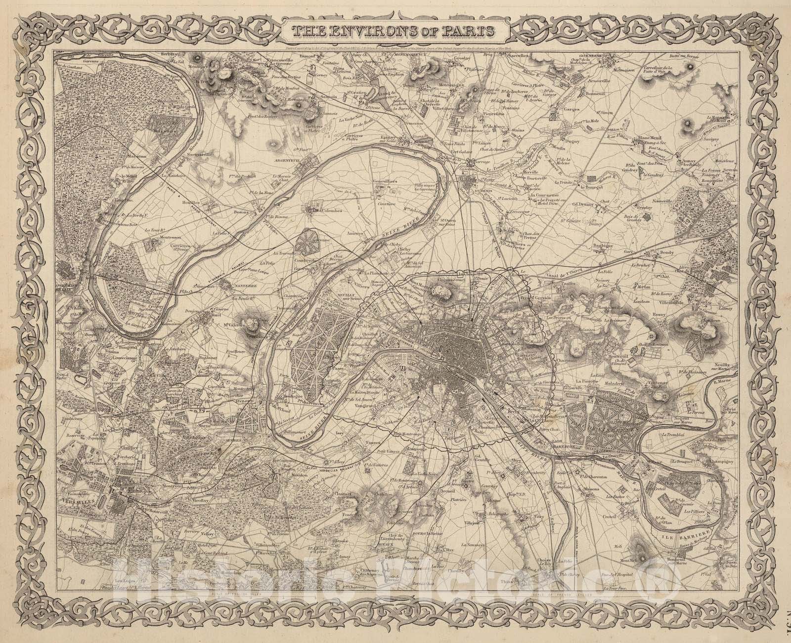 Historic Map : Paris , France, 1866 Paris, France. , Vintage Wall Art