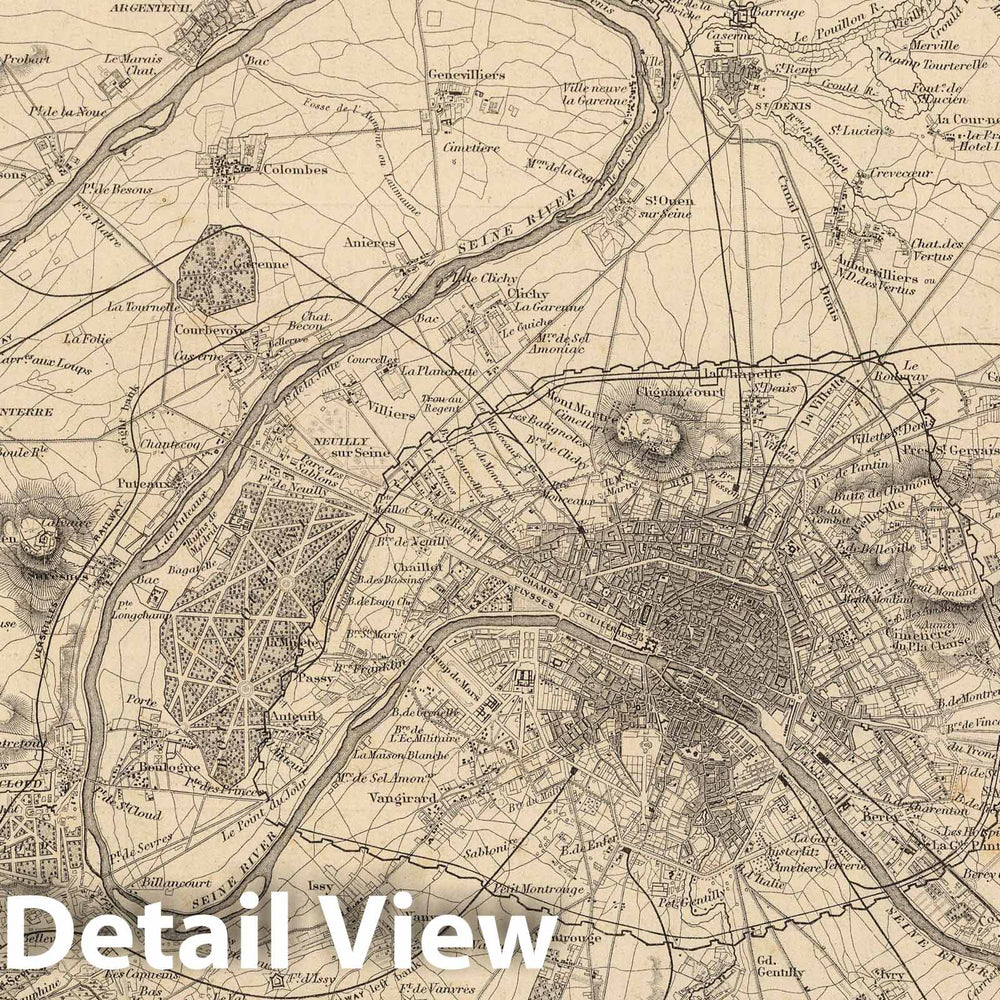 Historic Map : Paris , France, 1866 Paris, France. , Vintage Wall Art